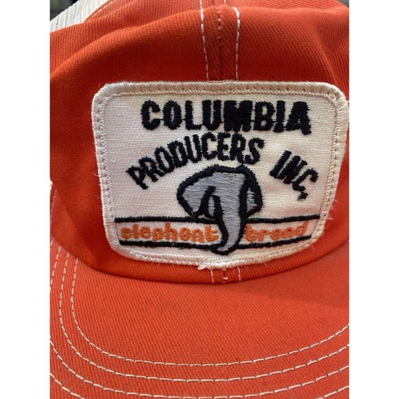 VTG K-Brand Trucker Hat Columbia Producers Elephant Brand Orange USA Mesh‎ Cap